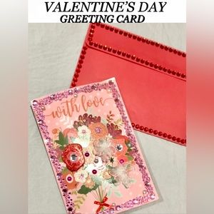 VALENTINE’S DAY! embellished card & bedazzled envelope size 5x7